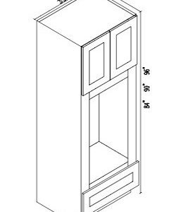OM3384B Ice White Shaker Tall Double Oven Cabinet (RTA)