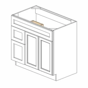 S3621BDL Ice White Shaker Vanity Combo Cabinet